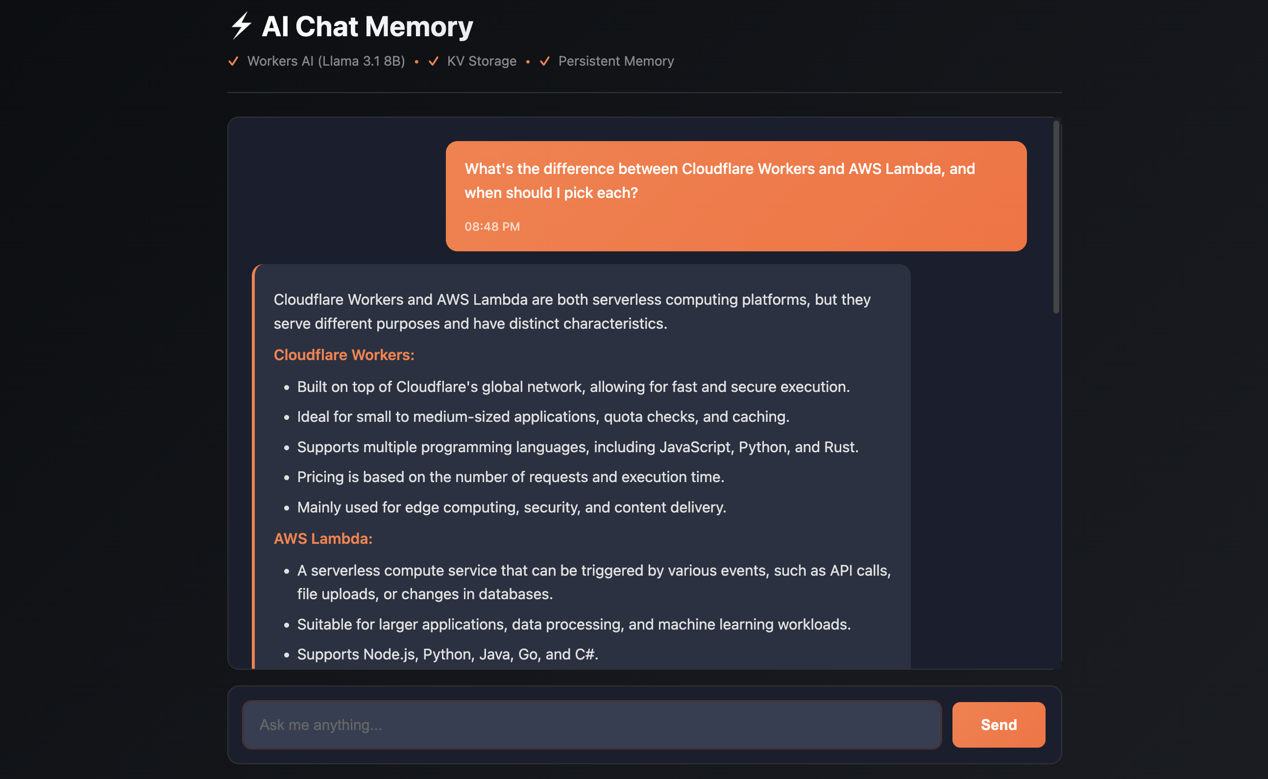 cf_ai_chat_memory screenshot
